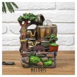 Фонтан "Кадки под деревом" 13,5*18*27 см (С подсветкой)