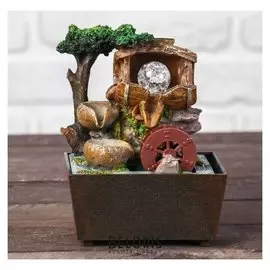 Фонтан "Мельница под деревом" (С подсветкой) 17x16 см