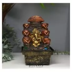 Фонтан настольный от сети "Ганеша у скалы с водопадом" 18х12х12 см