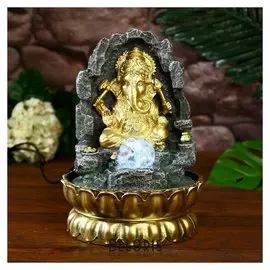 Фонтан настольный от сети, подсветка "Ганеша в скале" 28х20х20 см