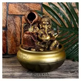 Фонтан настольный от сети, подсветка "Ганеша с кувшинами" 20х15х15 см