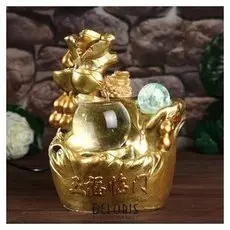 Фонтан настольный от сети, подсветка "Жаба и хулу" золото 26х18х17 см