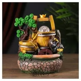 Фонтан настольный полистоун от сети "Водяная мельница" 21х18х15 см