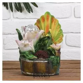 Фонтан "Павлин в лилиях" 13*14*26 см (С подсветкой)