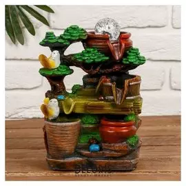 Фонтан "Птички у кадушки" 13*17*25 см (С подсветкой)