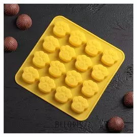 Форма для льда и шоколада 16×15,5 см «Лапки», 16 ячеек (3×2,7×0,5 см)
