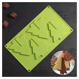 Форма для льда и шоколада 3D 4 ячейки "Ёлка" 28×18,1×1 см