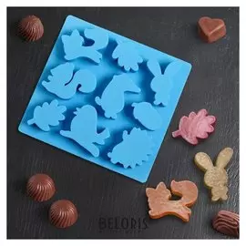 Форма для льда и шоколада «Лесные жители», 9 ячеек, 15×14,5×1,5 см
