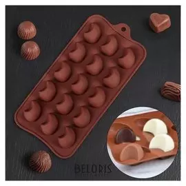 Форма для льда и шоколада «Полумесяц», 21,5×10,4 см, 15 ячеек (2,9×2,2 см), цвет шоколадный