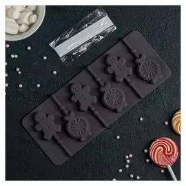 Форма для леденцов и мороженого «Человечек, карамель», 6 ячеек, 23 × 9,5 см