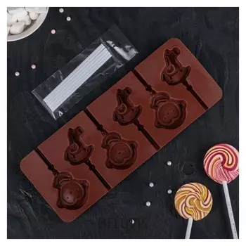 Форма для леденцов и мороженого «Детство», 6 ячеек, 24×9,5×1 см, с палочками