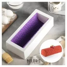 Форма для муссовых десертов и выпечки «Буше», 29,5×12,5 см, с ковриком-трафаретом «Лав», цвет бело-сиреневый