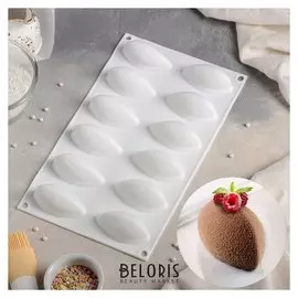 Форма для муссовых десертов и выпечки «Джасти», 30×18 см, 12 ячеек (7×3,5×3 см), цвет белый