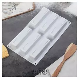 Форма для муссовых десертов и выпечки «Качели», 30×17,5 см, 6 ячеек, цвет белый