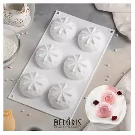 Форма для муссовых десертов и выпечки «Кристалл», 29,5×17 см, 6 ячеек, цвет белый