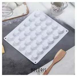 Форма для муссовых десертов и выпечки «Круг. Риб», 28×24 см, 30 ячеек (d=3,3 см), цвет белый