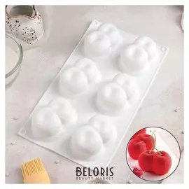 Форма для муссовых десертов и выпечки «Облака», 30×17 см, 6 ячеек, цвет белый