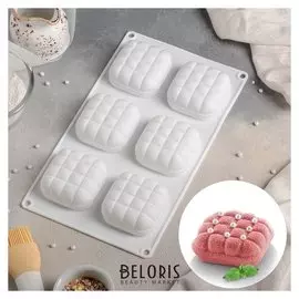 Форма для муссовых десертов и выпечки «Перина», 29×17 см, 6 ячеек, цвет белый