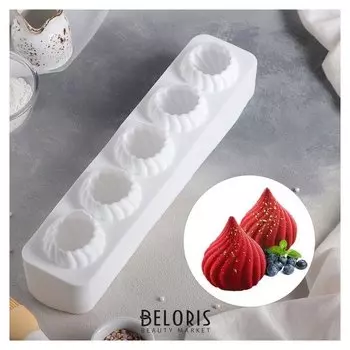 Форма для муссовых десертов и выпечки «Взбитые сливки», 40×9,5 см, цвет белый