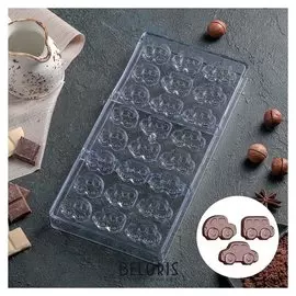 Форма для шоколада 28×14 см "Машинки", 24 ячейки