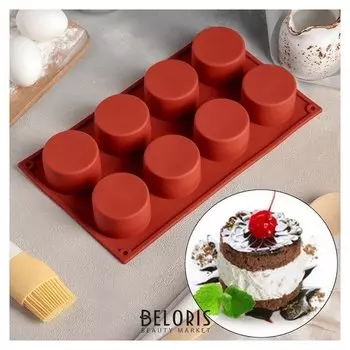 Форма для выпечки «Круг», 29,5×17,5×4 см, 8 ячеек (5,8×5,8×4 см)