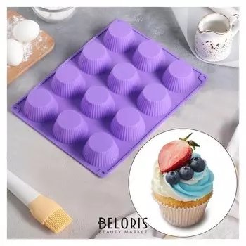 Форма для выпечки «Круг. риб», 26×35 см, 12 ячеек (D=6,8 см)