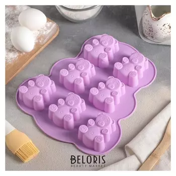 Форма для выпечки «Мишка», 27×24 см, 7 ячеек