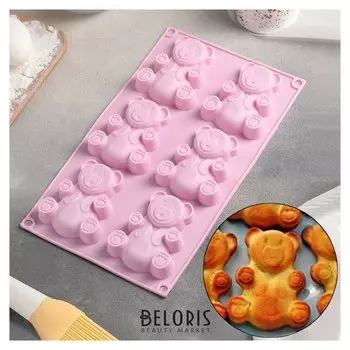 Форма для выпечки «Мишка», 28,5×17 см, 6 ячеек (8,5×6 см)
