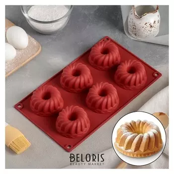 Форма для выпечки «Немецкий кекс», 17×27×3,5 см, 6 ячеек