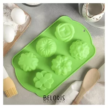 Форма для выпечки «немецкий кекс. цветы», 29×17,5 см, 6 ячеек