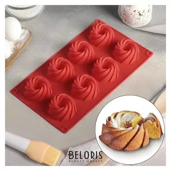 Форма для выпечки «Немецкий кекс. вихрь», 28,5×17 см, 8 ячеек