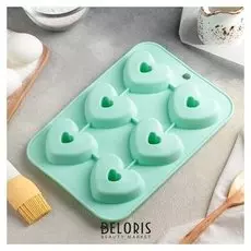 Форма для выпечки «Сердце», 26×18 см, 6 ячеек (7,7×6,5×4 см)