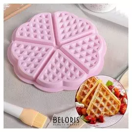 Форма для выпечки «Вафля. сердце», D=18 см, 5 ячеек