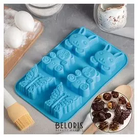 Форма для выпечки «Заяц, мишка, бабочка», 26×17 см, 6 ячеек