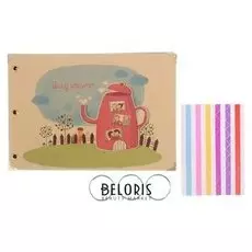 Фотоальбом 30 листов "Чайник-дом" (На кольцах) 18,5х26,5 см