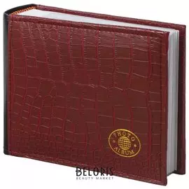 Фотоальбом Brauberg на 100 фото 10х15 см, под кожу крокодила, бумажные страницы, бордо