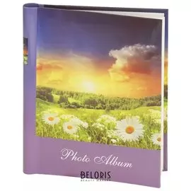 Фотоальбом Brauberg на 10 магнитных листов, 23х28 см, "Рассвет", фиолетовый