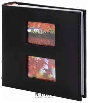 Фотоальбом Brauberg на 200 фото 10х15 см, под кожу, бумажные страницы, бокс, черный, 391191
