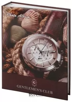 Фотоальбом Brauberg на 200 фотографий 10х15 см, твердая обложка, "Часы", коричневый