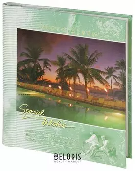 Фотоальбом Brauberg на 20 магнитных листов, 23х28 см, "Курорт", индивидуальный бокс, зеленый