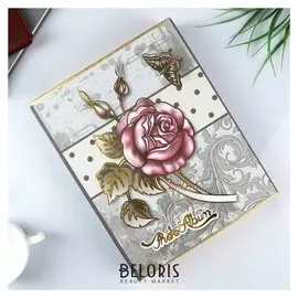 Фотоальбом магнитный 20 листов "Бутон и бабочка" в коробке, зол.обвод 29,5х23,5х5,5 см 463262