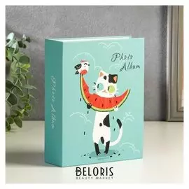 Фотоальбом на 100 фото 10х15 см "Котик с арбузом" 18х14х5,5 см