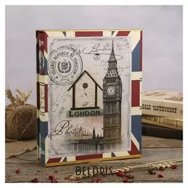 Фотоальбом на 100 фото 13х18 см "Башня" с серебром, в коробке 29,3х23,5х5,7 см