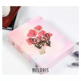 Фотоальбом на 200 фото 10х15 см "Бабочка и цветы" голография, в коробке 26,5х21х5,5 см 506783