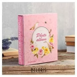 Фотоальбом на 200 фото 10х15 см "Птичьи трели и цветы" в коробке 26,5х20,7х5,5 см
