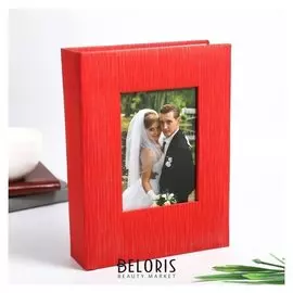 Фотоальбом на 200 фото 10х15 см, рамка 9х13 см "Серебряный дождь" кожзам 23х17х5,5 см