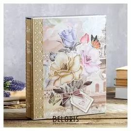 Фотоальбом на 200 фото 13х18 см "Букет с открыткой" в коробке, с зол.об 30х23,5х5,5 см 462884