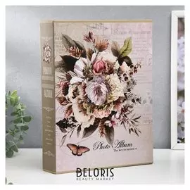 Фотоальбом на 200 фото 13х18 см "Букет" в коробке, зол.обвод 29,7х23х5,5 см