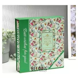 Фотоальбом на 200 фото: 180ф-10х15см, 20ф-15х20см "Пионы" в коробке 23,2х21х5,5 см