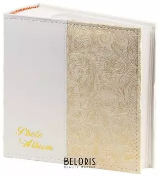Фотоальбом на 300 фото 10х15 см, под кожу, бумажные страницы, бокс, белый+золото